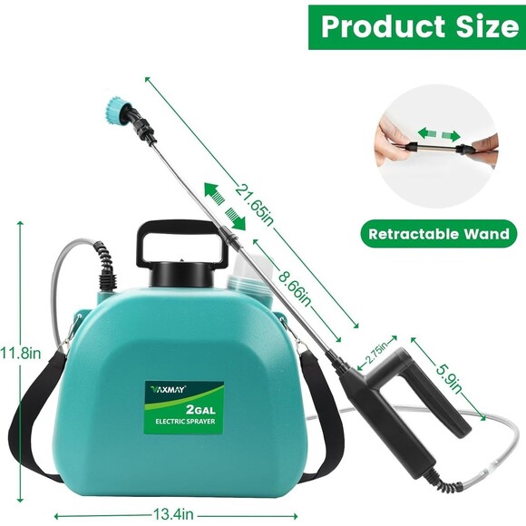 Battery Powered Sprayer 2 Gallon, 2025 Upgrade Electric Sprayer w Adj Speed - Picture 2 of 12